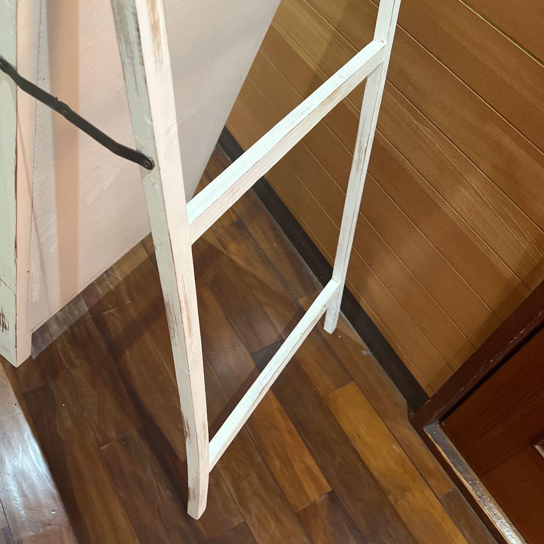 KIKUホワイト アンティーク風 スタンドミラー ドアミラー 木製 姿見