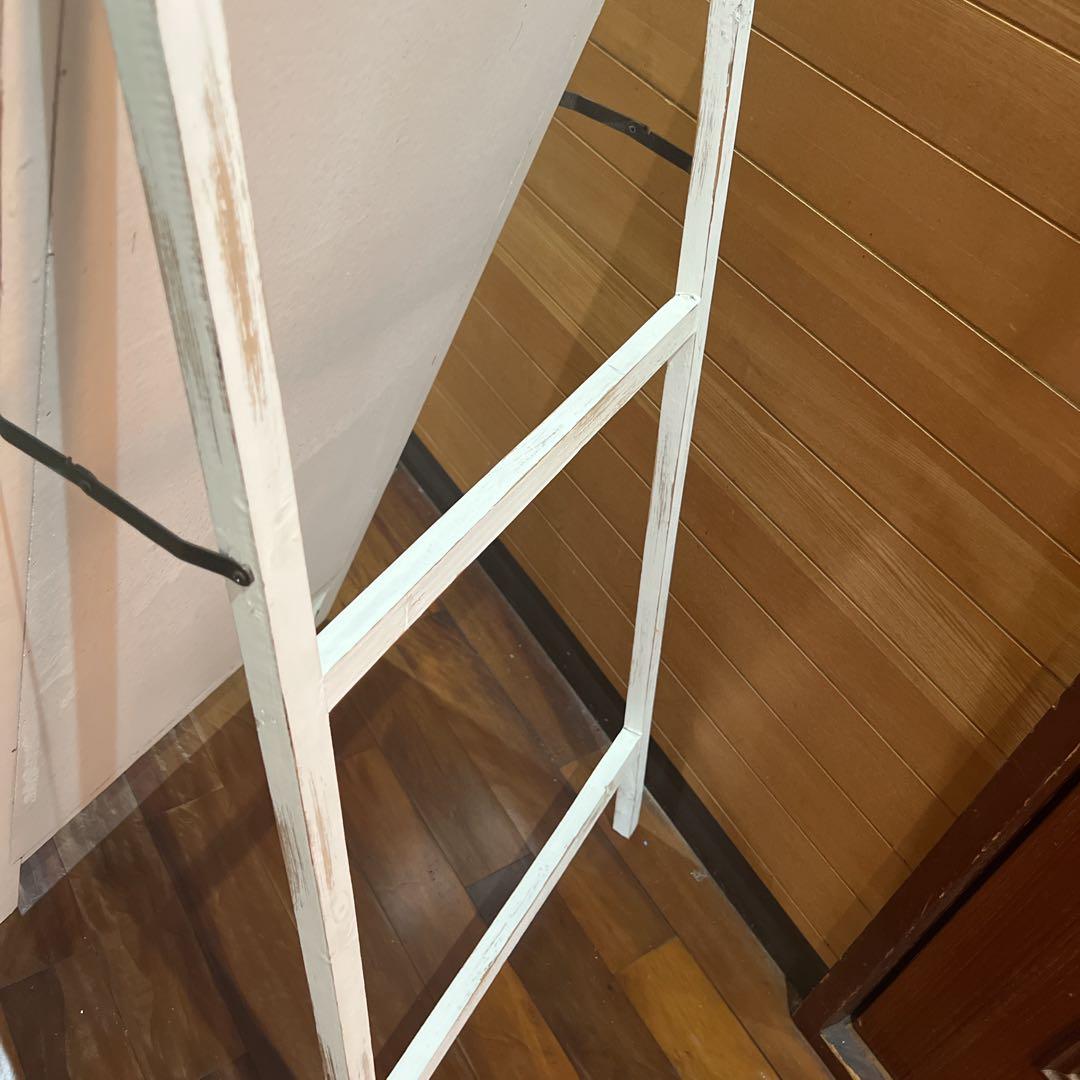 KIKUホワイト アンティーク風 スタンドミラー ドアミラー 木製 姿見