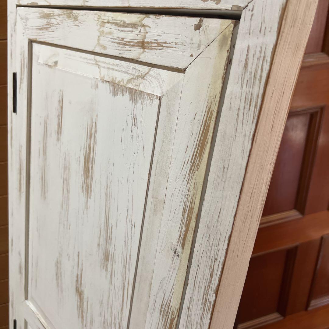 KIKUホワイト アンティーク風 スタンドミラー ドアミラー 木製 姿見