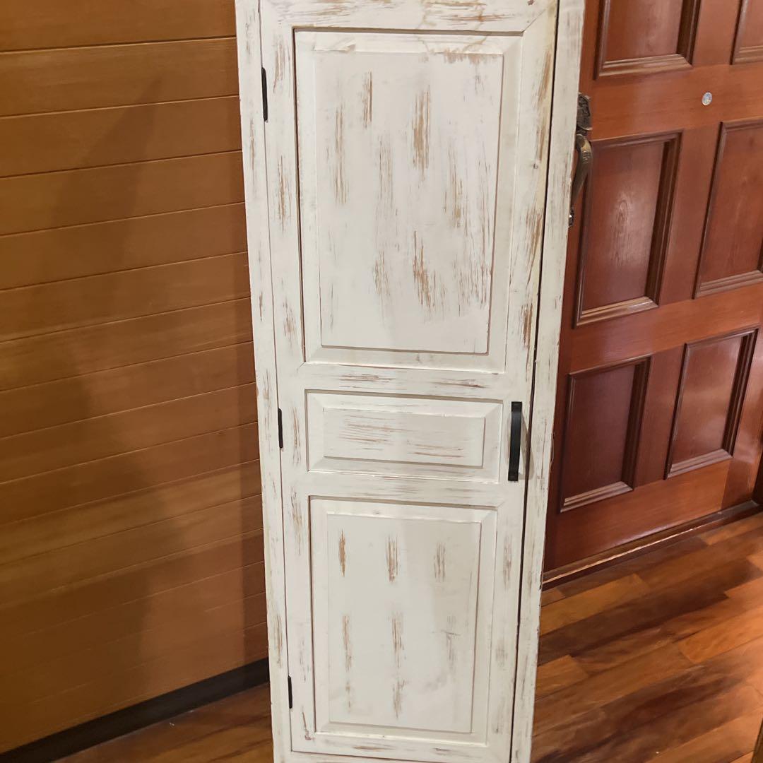 KIKUホワイト アンティーク風 スタンドミラー ドアミラー 木製 姿見