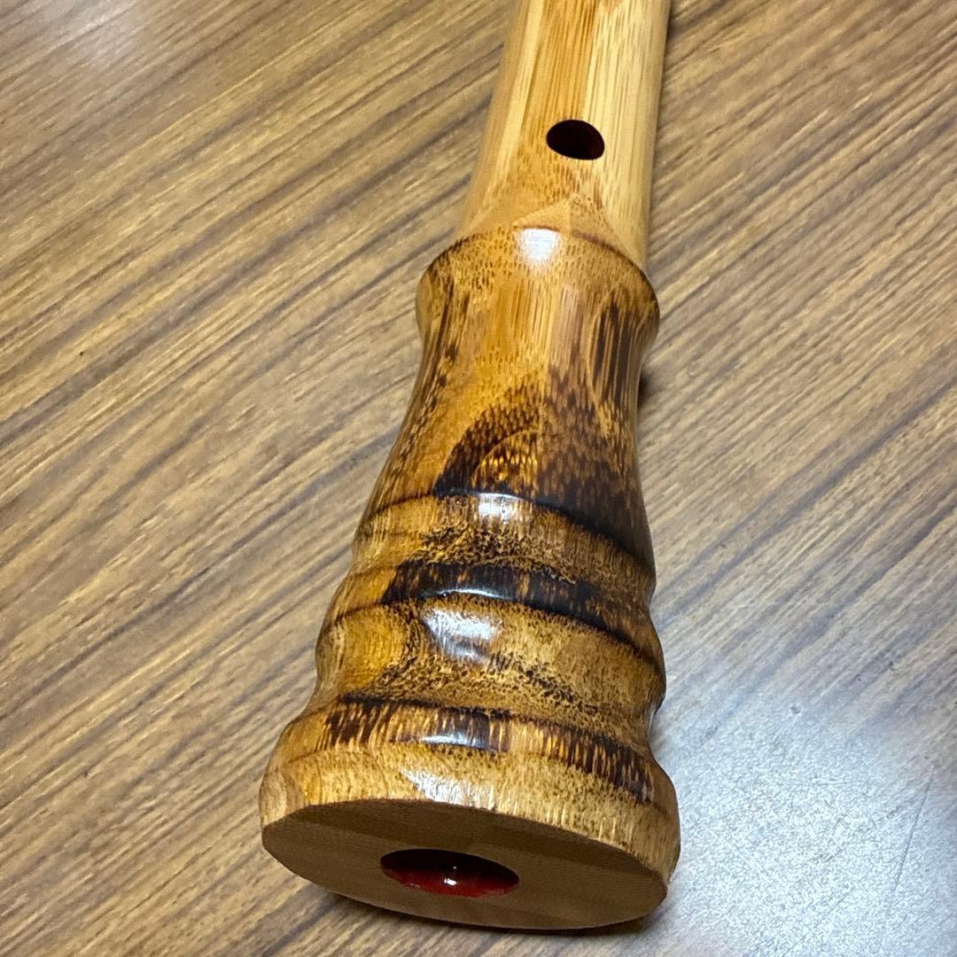 胡蝶宝 尺八 合竹 曲管 節あり 焼印あり 琴古流 1.8尺