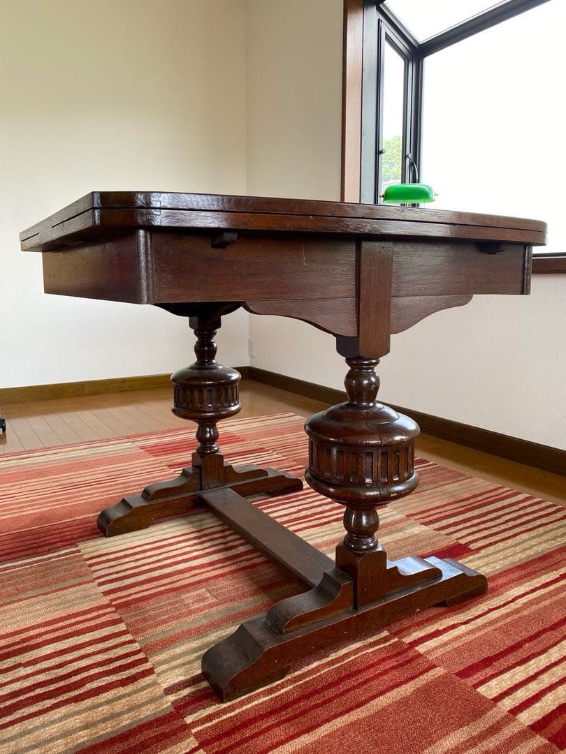 英国アンティーク　伸長式　ドローリーフテーブル　イギリス製　ダイニングテーブル