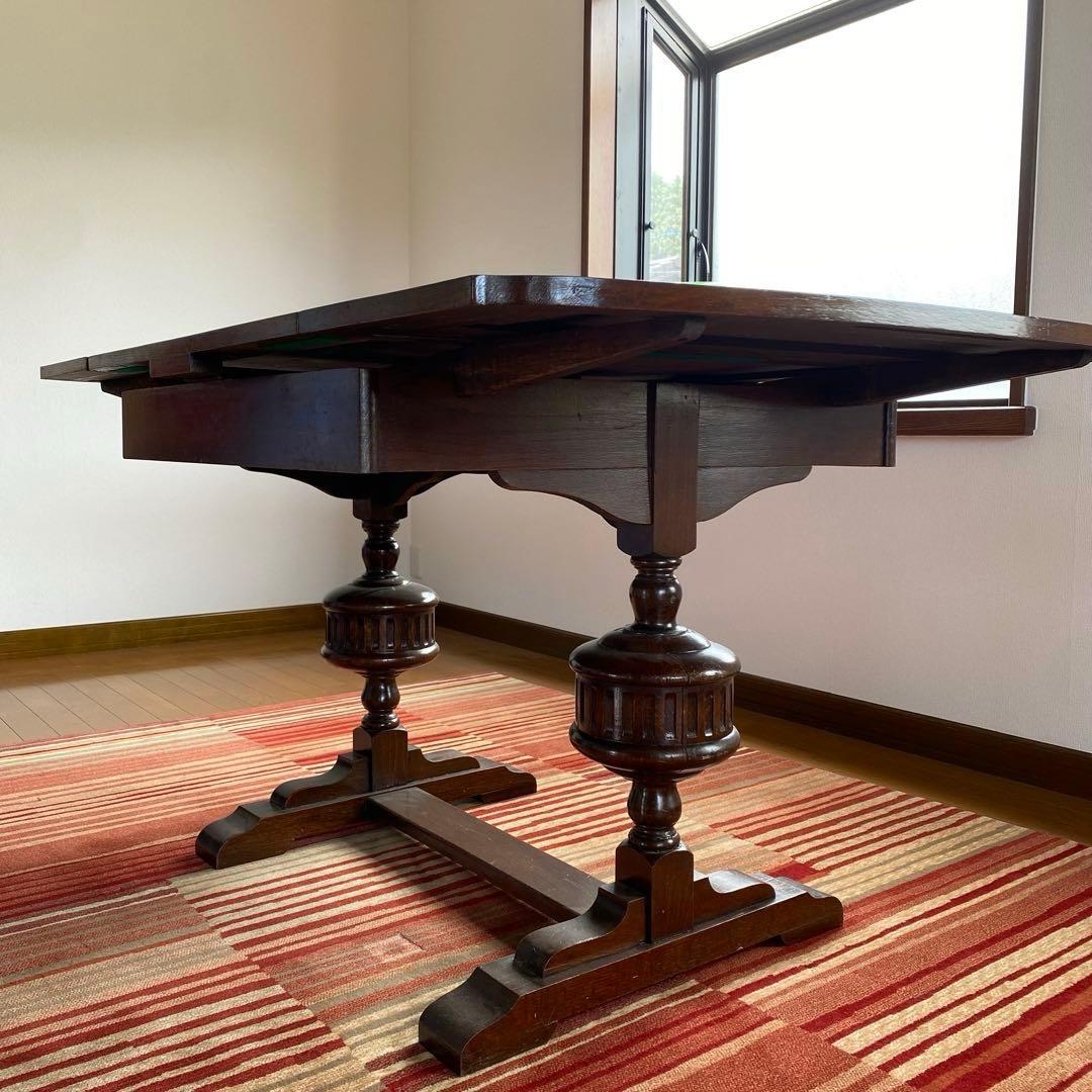 英国アンティーク　伸長式　ドローリーフテーブル　イギリス製　ダイニングテーブル