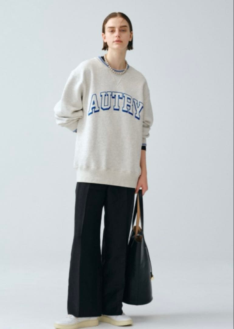 ★美品★ AUTRY ロゴスウェット　メランジ コットン