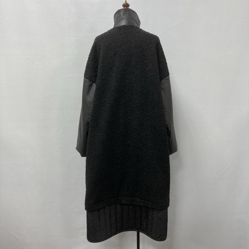 ラディエイト/異素材ミックススタンドカラーロングコート/オーバーサイズ