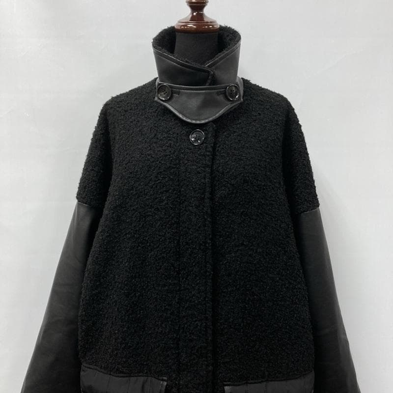 ラディエイト/異素材ミックススタンドカラーロングコート/オーバーサイズ