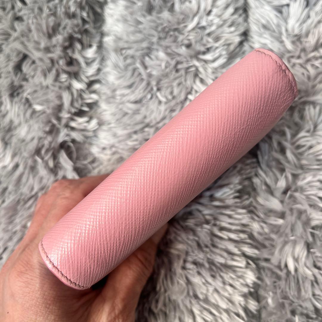 PRADA✨シャイン　折り財布　サフィアーノ　ピンク　レディース