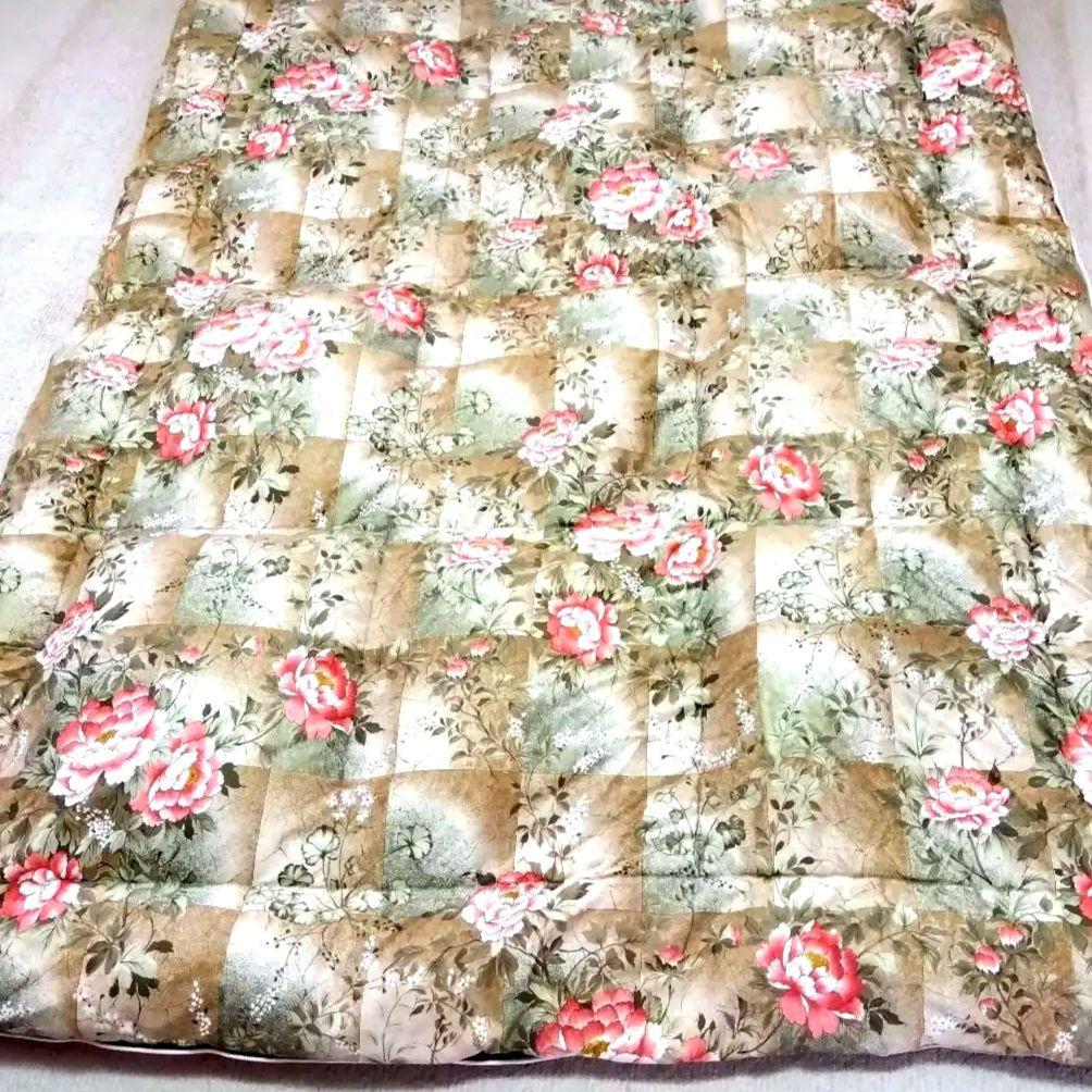 羽毛掛け布団 シングル 花柄 ピンク系 日本製 ダウン70% 1.3kg