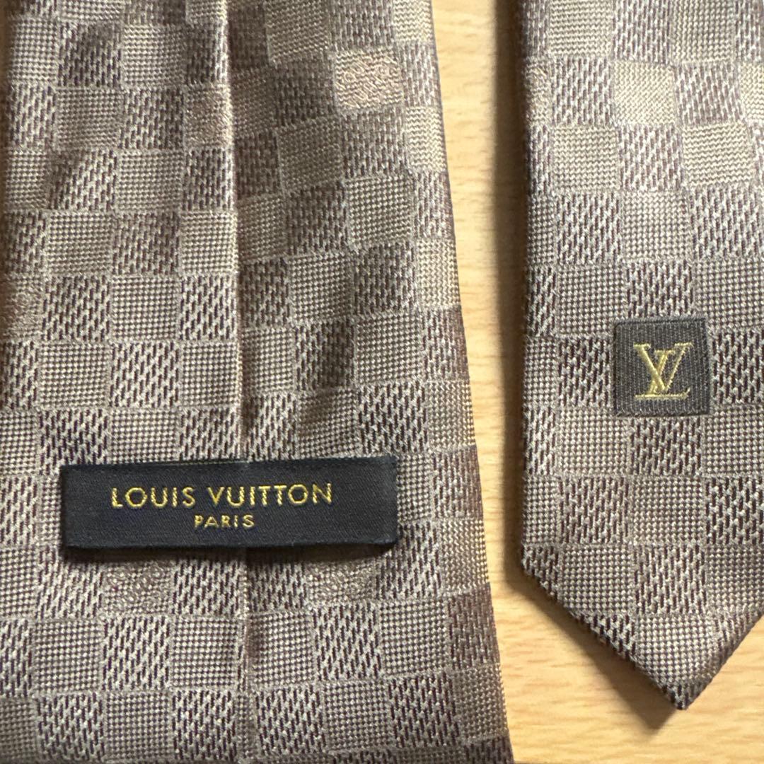 Louis Vuitton ベージュ チェック柄 高級ネクタイ