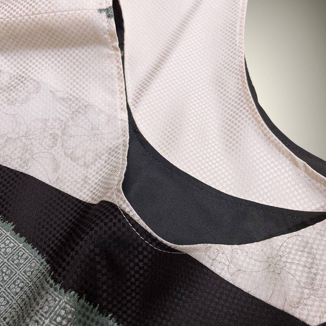 スクエア変型ジレ 着物リメイク リバーシブル フリーサイズ J71227