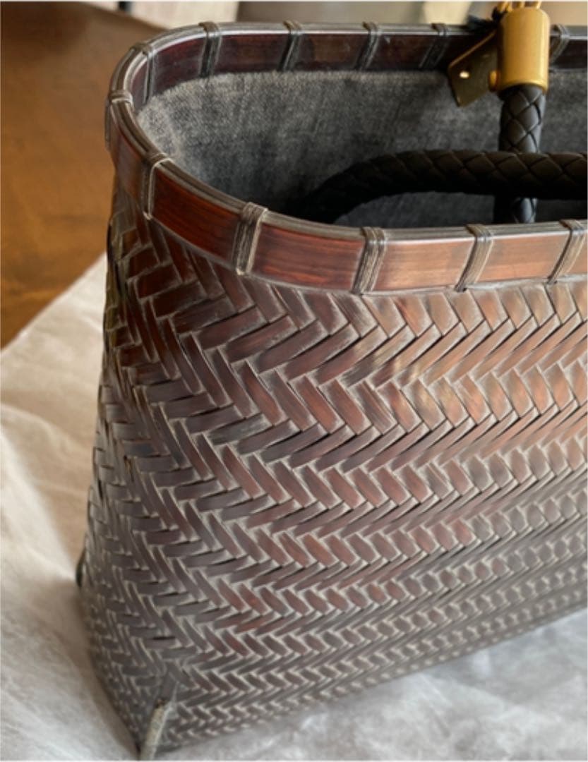 【azuページ】作家作品 網代 ショルダーバッグ【茶】夏 バッグ