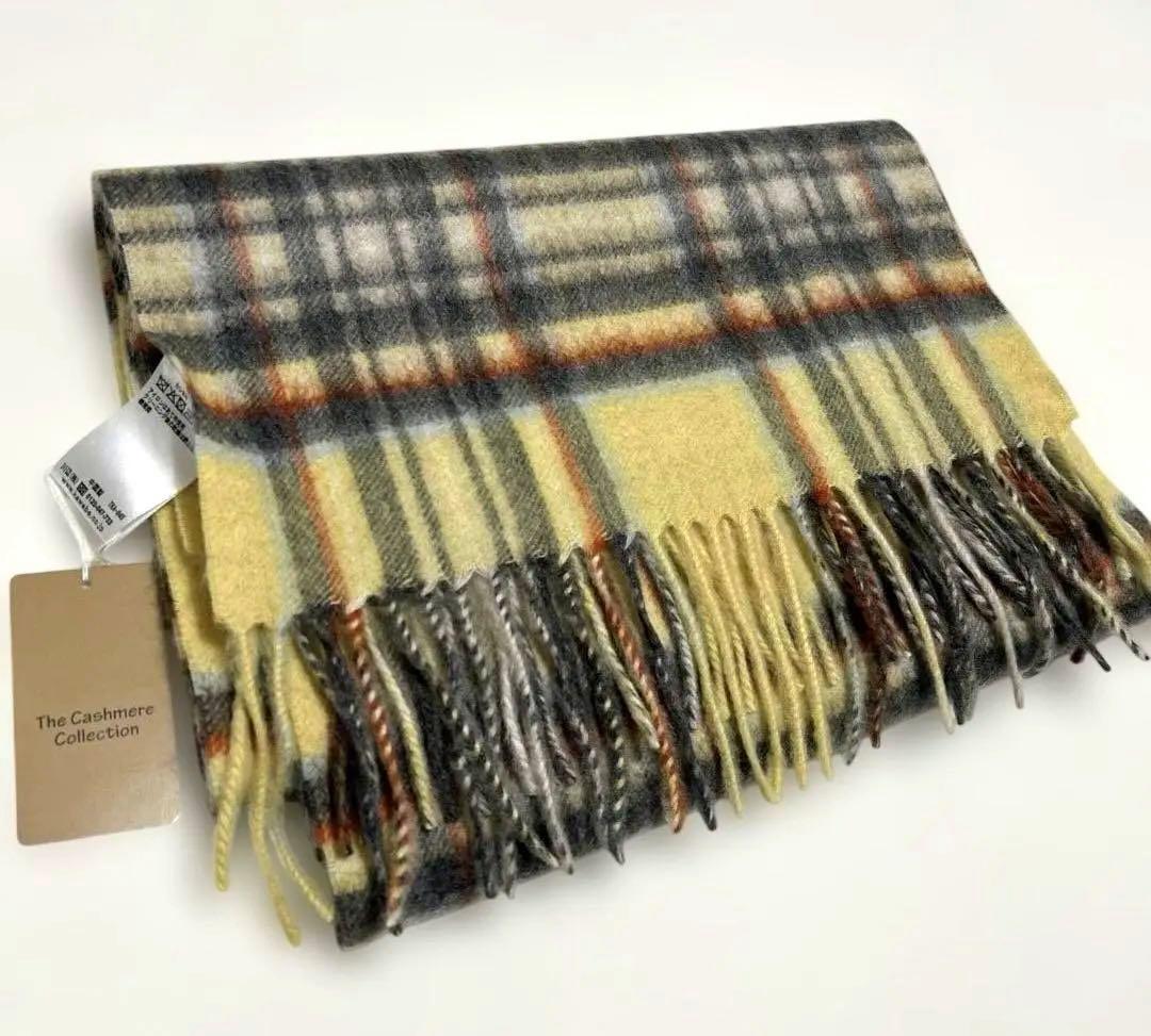 新品未使用　カシミヤ100% チェック柄マフラー