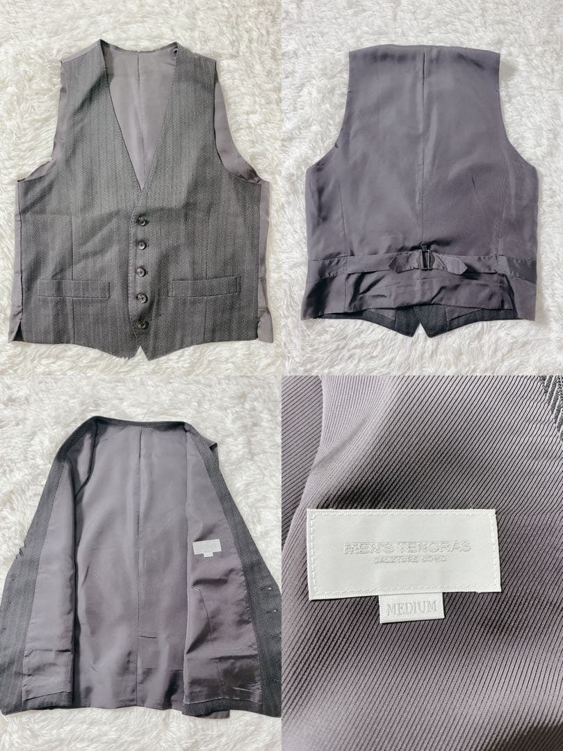 美品✨MEN’S TENORAS スリーピース スーツ 日本製 シルク 光沢 M