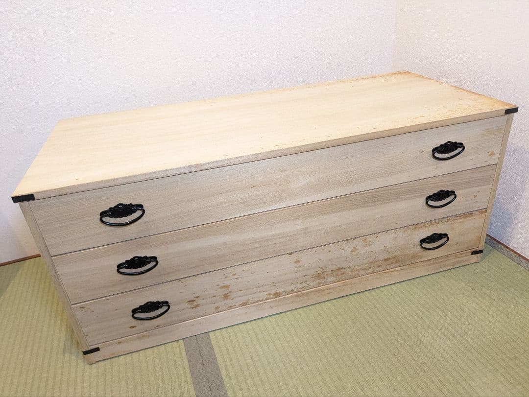 天然木桐箪笥　3段　桐タンス　マーゼルン