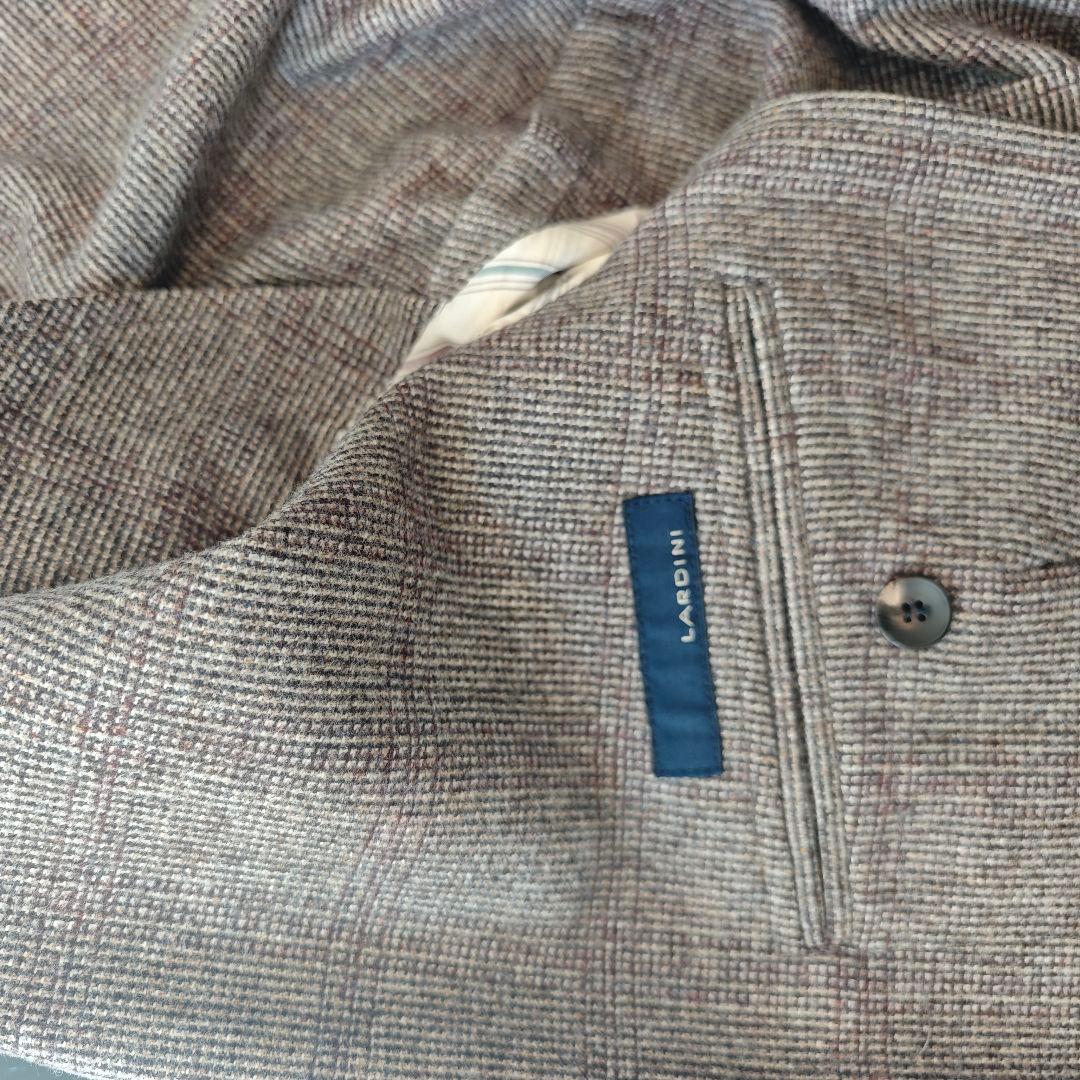 LARDINI ブラウンチェック ダブルブレストスーツ 46