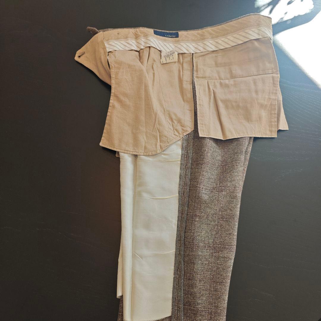 LARDINI ブラウンチェック ダブルブレストスーツ 46