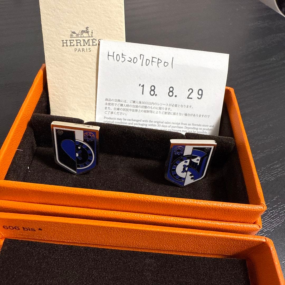HERMES カフリンクス カジノエーストランプシルバーブルー