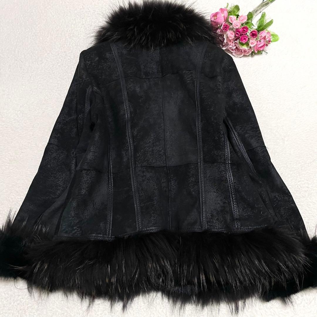 美品◎ラビットスキン チャイニーズラクーン ジャケット 羊革 レディース ラム