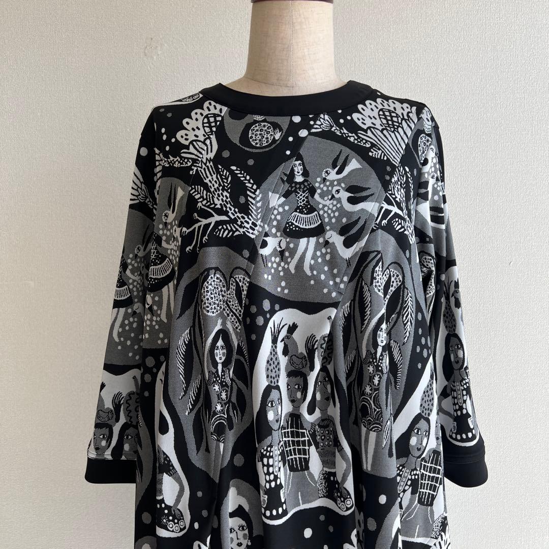 TOKUKO 1erVol トクコ 総柄 チュニック ブラック NA30