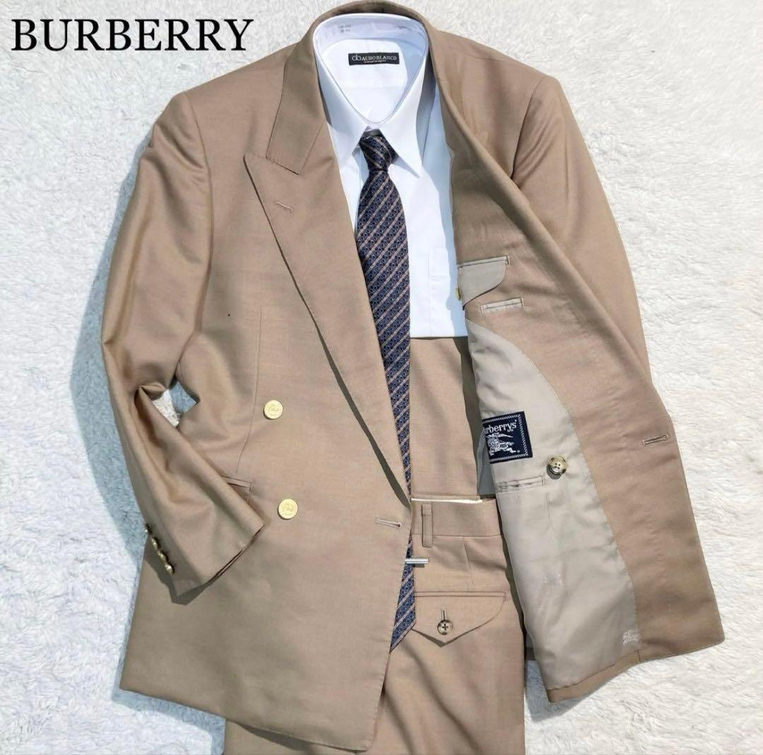 【極美品】 バーバリー スーツ ダブル ベージュ 金ボタン 背抜き A4 S