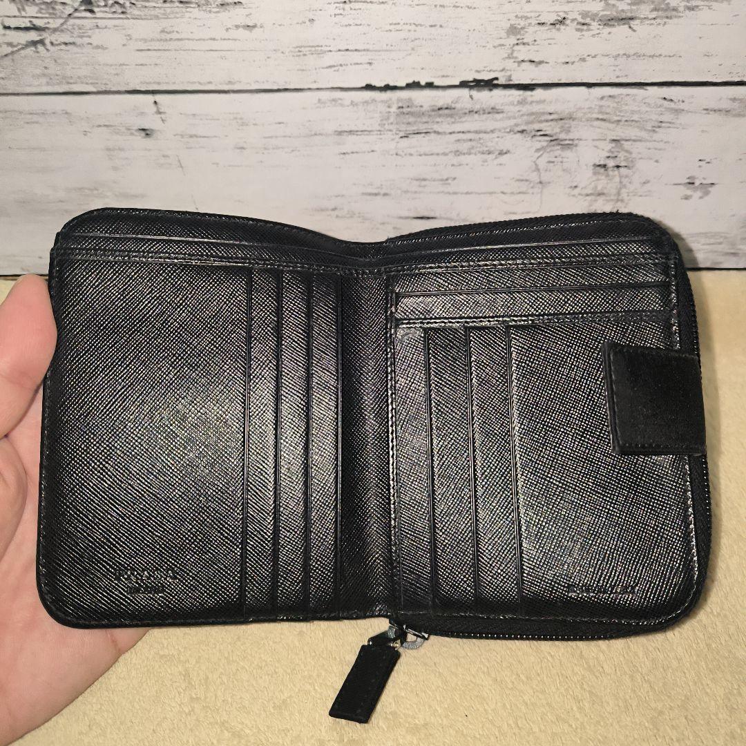 美品　PRADA ナイロン 二つ折り財布 黒