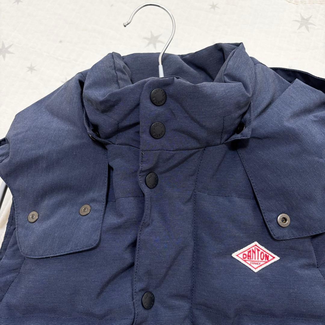 美品✨ダントン　デニムブルー ダウンベスト フード取り外し