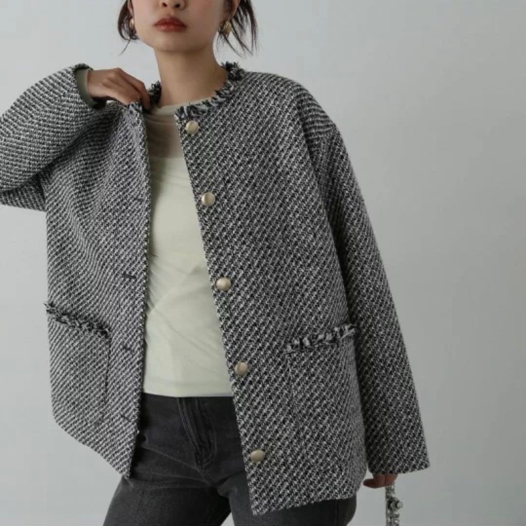 Rin　Beauty Basic ゴールドボタンツイードブルゾン