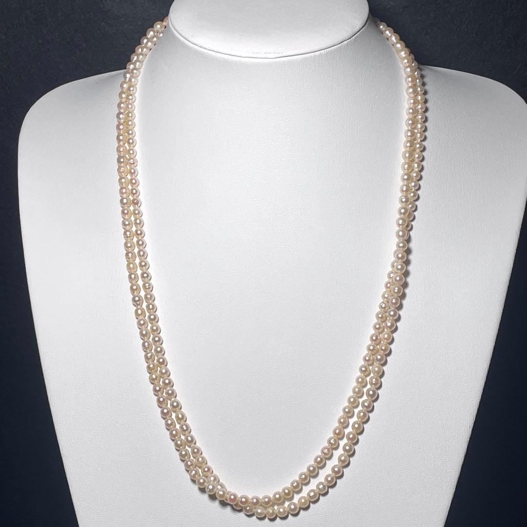 超ロング✨️ 本真珠 パール ネックレス 2連 約4.0~5.0mm