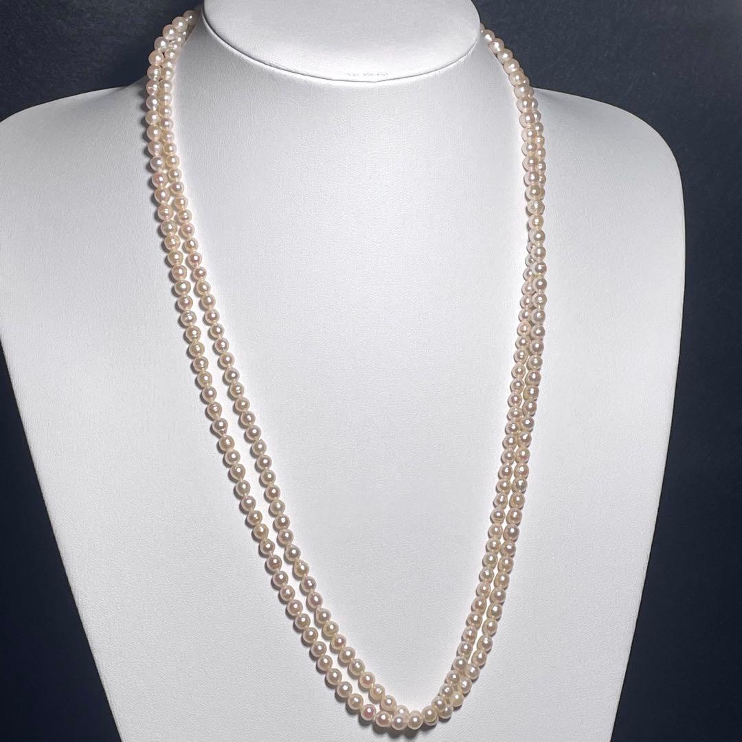 超ロング✨️ 本真珠 パール ネックレス 2連 約4.0~5.0mm