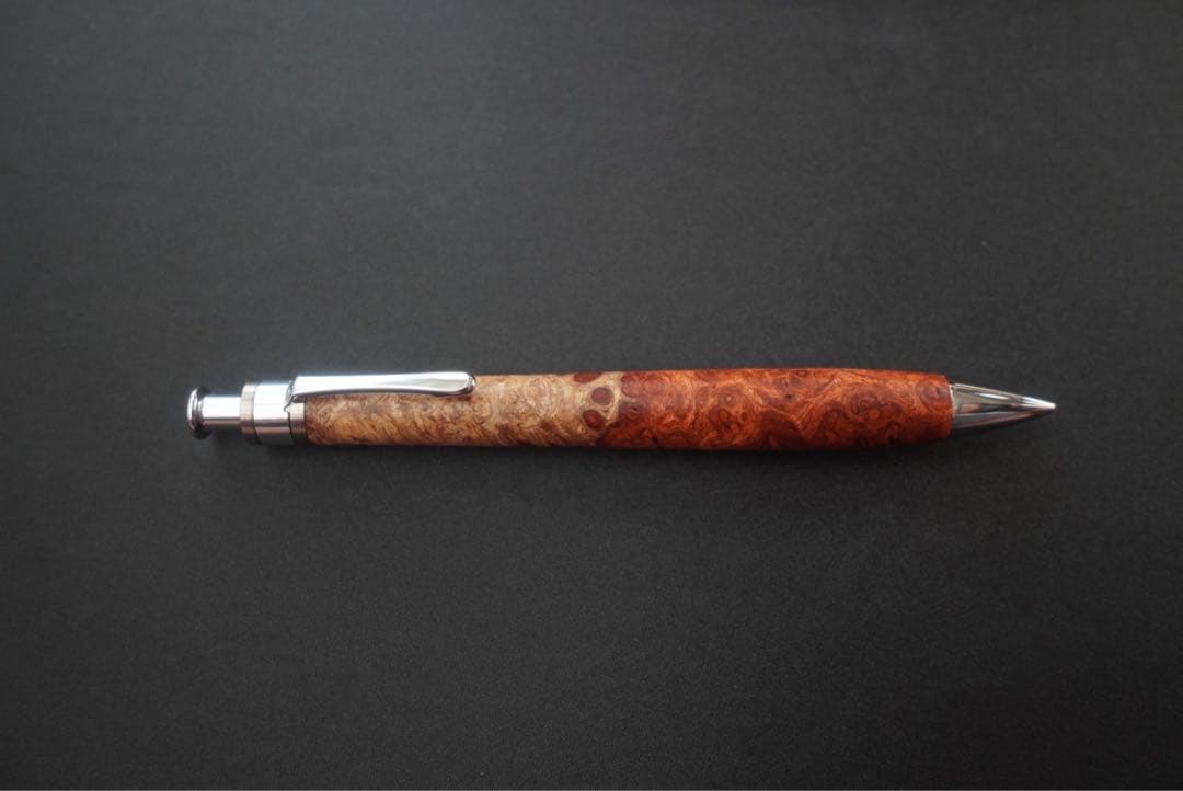 工房楔　花梨紅白（こぶ杢）シャ ープペンシル 未使用　0.5㎜固定式口金付き