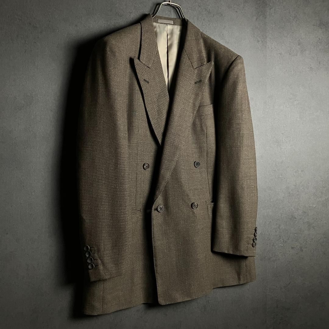 バーバリー上質ウール 茶系ダブルジャケット L相当