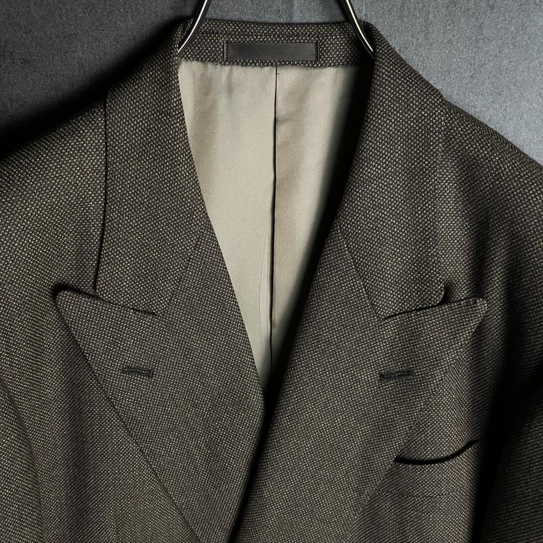 バーバリー上質ウール 茶系ダブルジャケット L相当