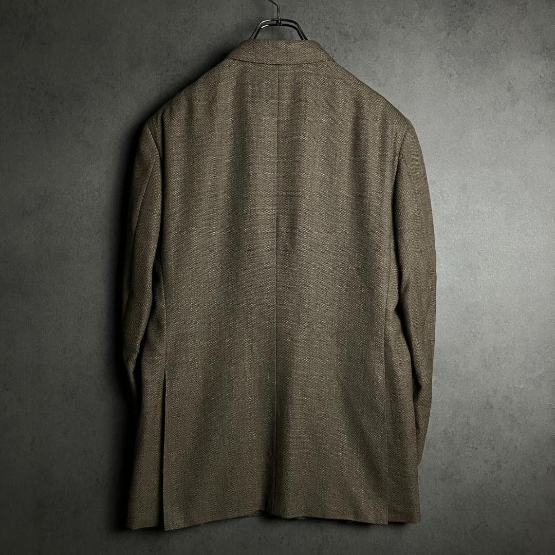 バーバリー上質ウール 茶系ダブルジャケット L相当