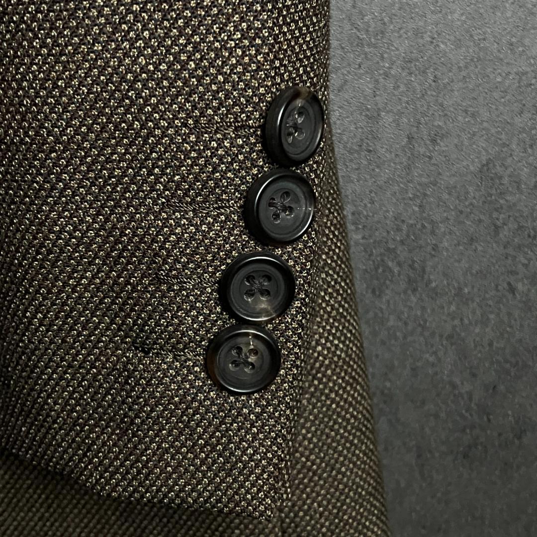 バーバリー上質ウール 茶系ダブルジャケット L相当