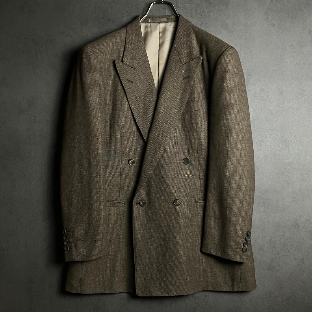 バーバリー上質ウール 茶系ダブルジャケット L相当