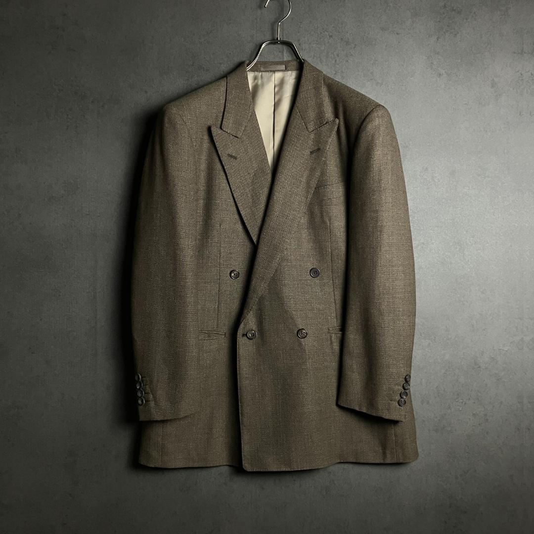 バーバリー上質ウール 茶系ダブルジャケット L相当