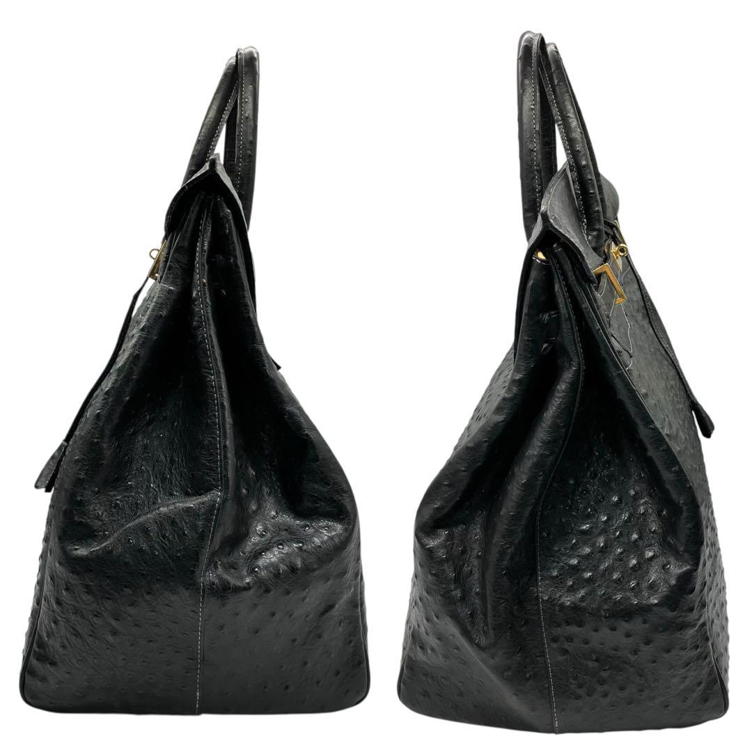 良品 2035 特大ボストンバッグ オーストリッチ フルポイント ベルトデザイン