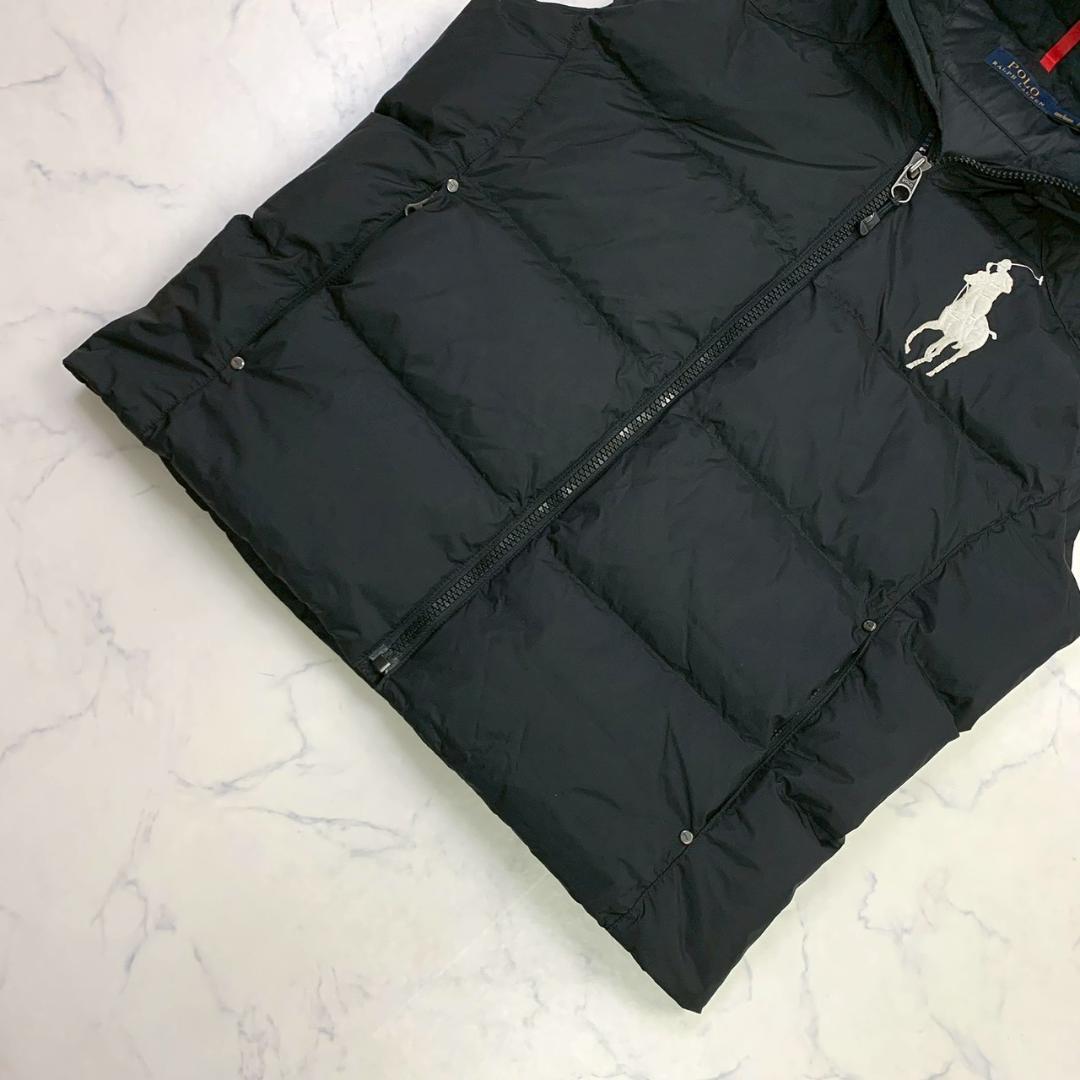 ポロラルフローレン ダウンベスト ビッグポニー刺繍 ブラック L　D883