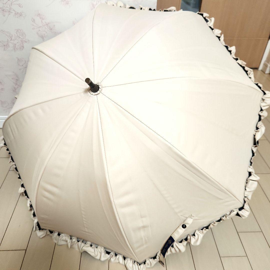 完全遮光 芦屋ロサブラン 日傘 長傘 ショート ベージュフリル 50cm