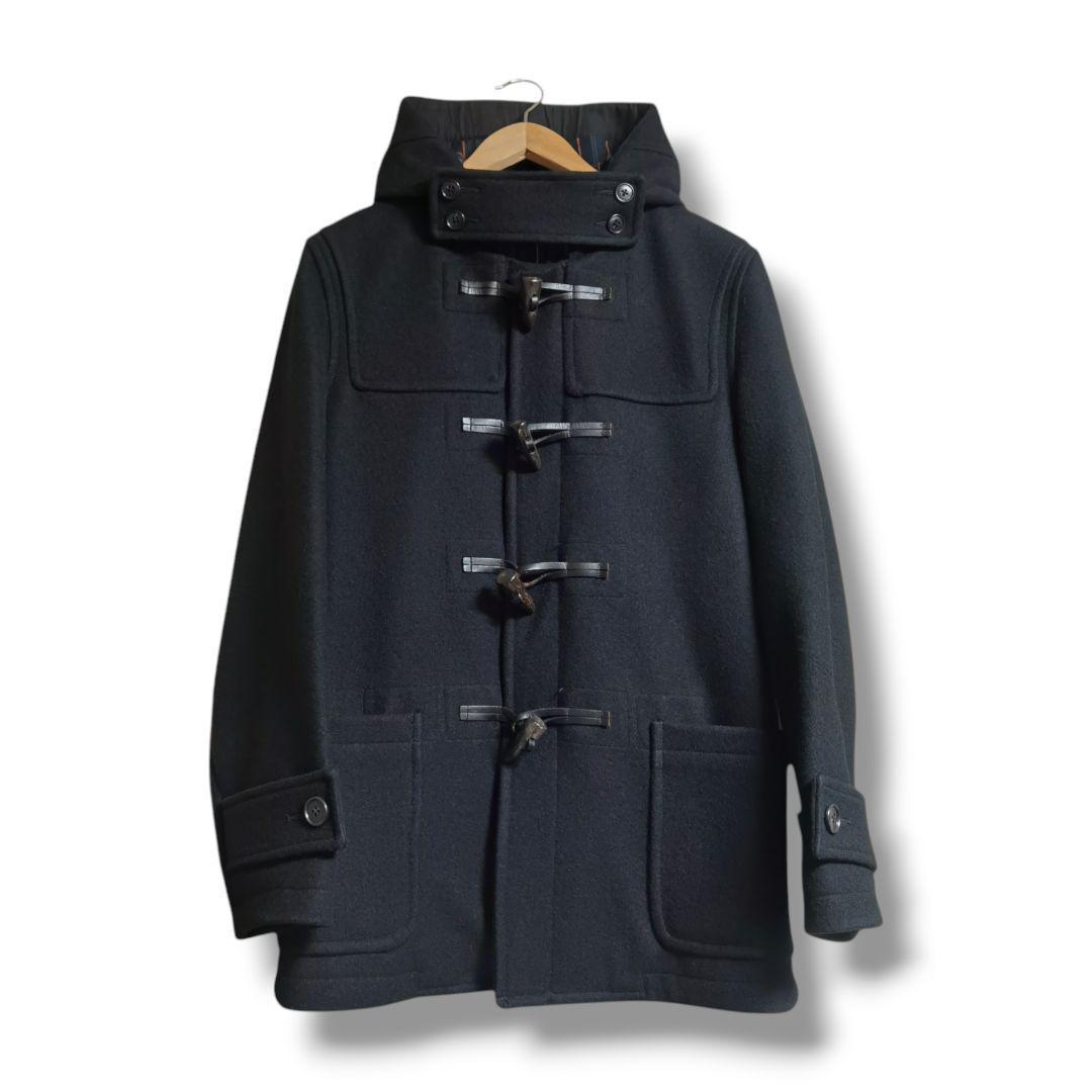 【極美品】フレッドペリー ウールダッフルコート 裏地ストライプ サイズＳ 黒