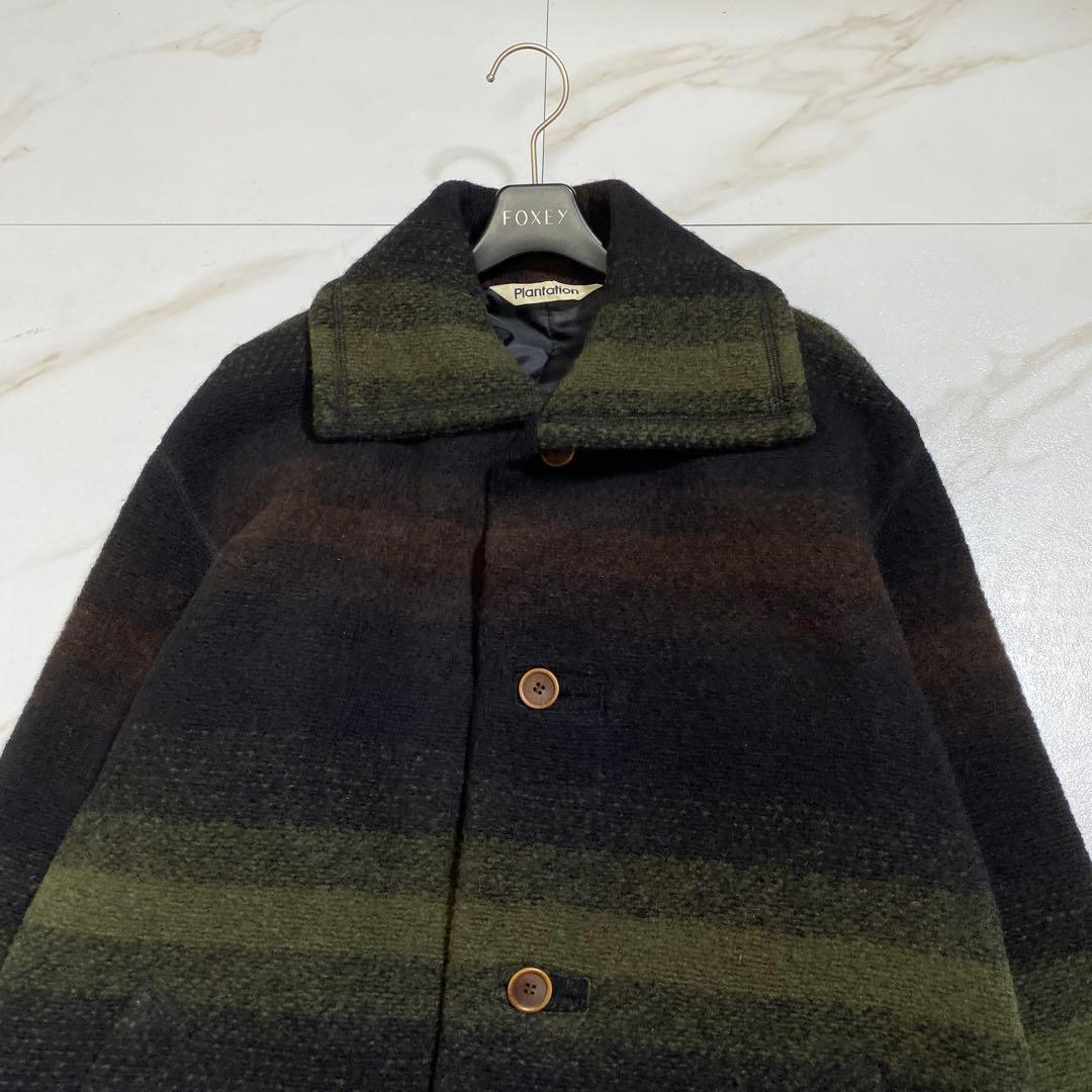 美品♡Plantation ウール グラデーションボーダーロングコート ロング