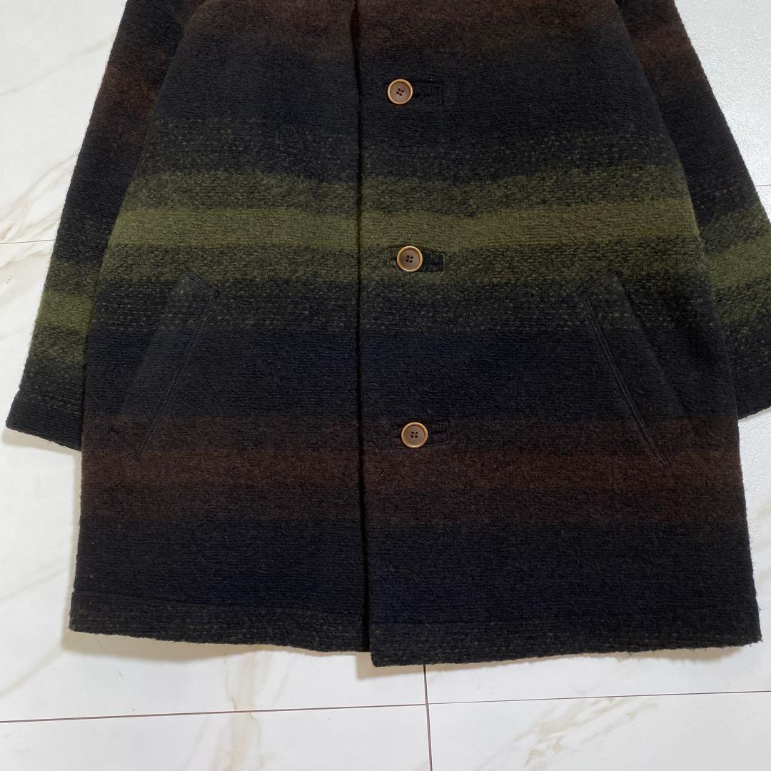 美品♡Plantation ウール グラデーションボーダーロングコート ロング