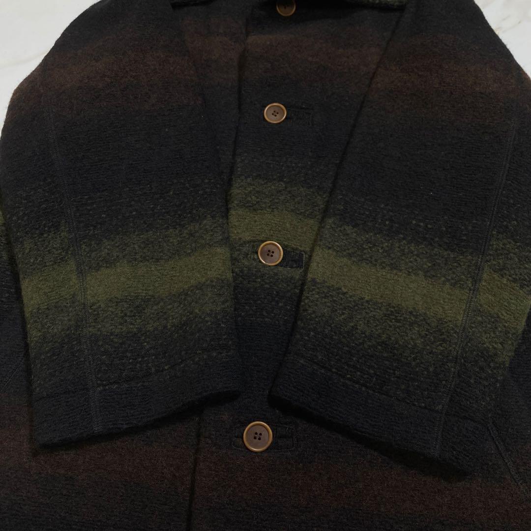 美品♡Plantation ウール グラデーションボーダーロングコート ロング