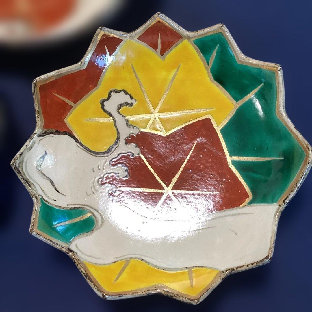 京焼乾山写立田川向付5客　　新品未使用