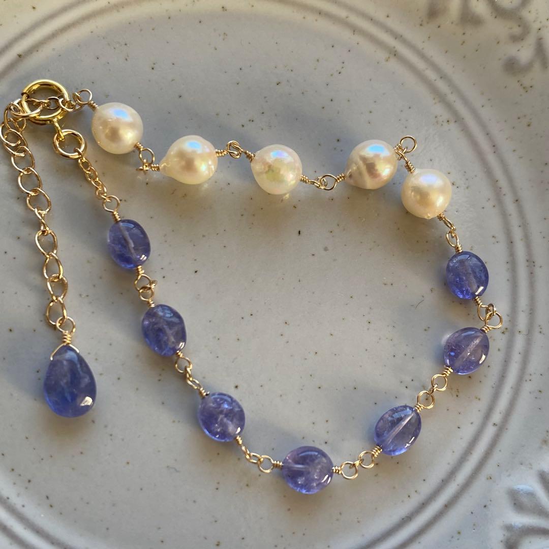 【専用です】タンザナイト＆アコヤ真珠✴︎14kgfブレスレットB176（再販）・他