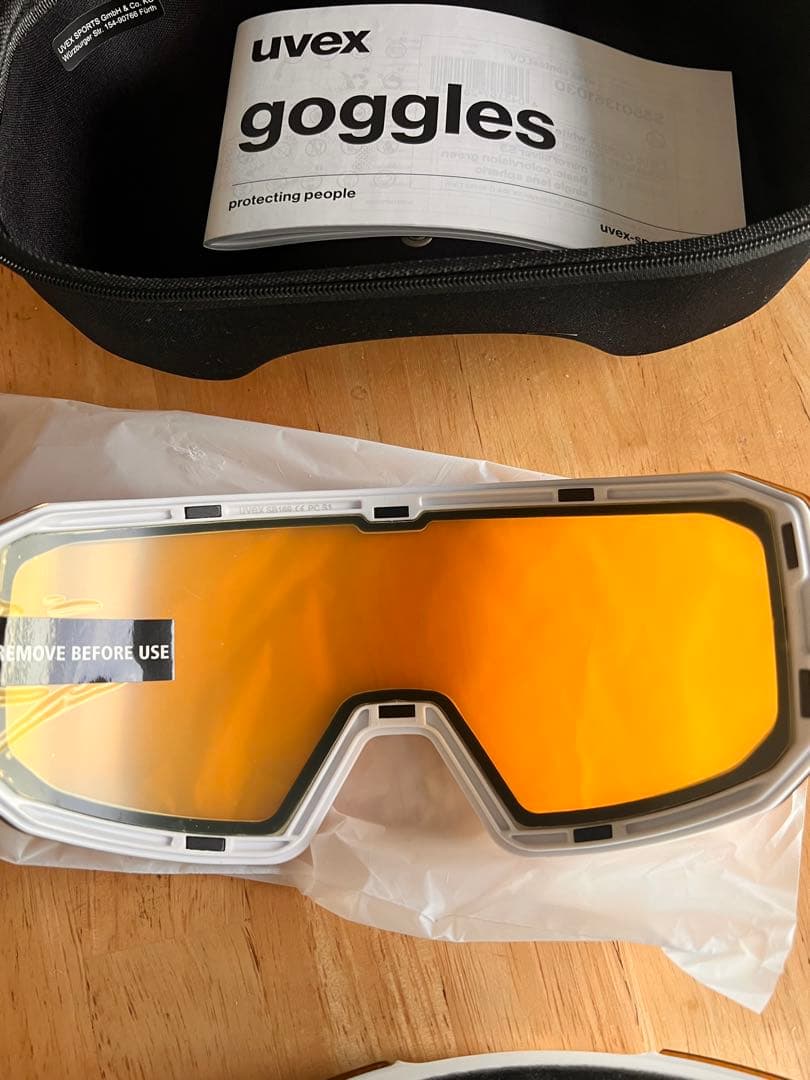 uvex ゴーグル 透明/オレンジ ケース付き