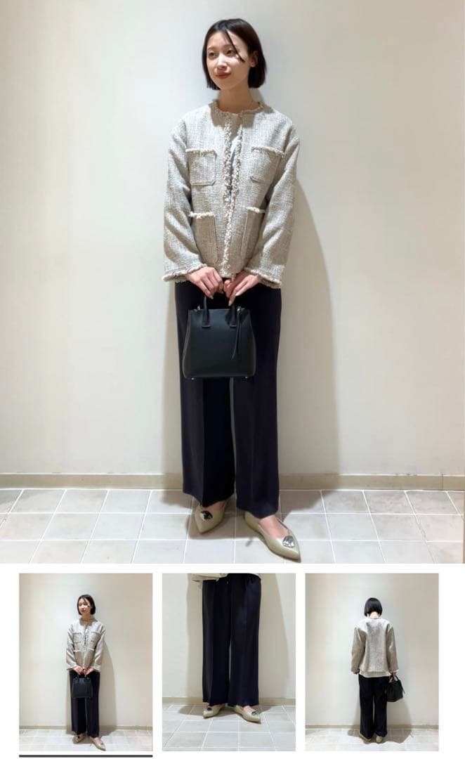 グリーンレーベル　ミックスツイードライク　ポケット　ノーカラージャケット　38