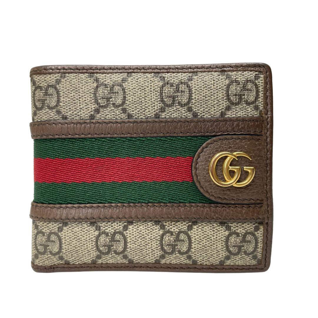 2863 GUCCI グッチ 二つ折り財布 オフィディア シェリーライン GG