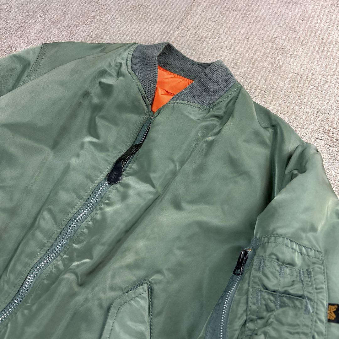 【USA製】90s ALPHA MA-1 セージグリーン L ヴィンテージ 短丈