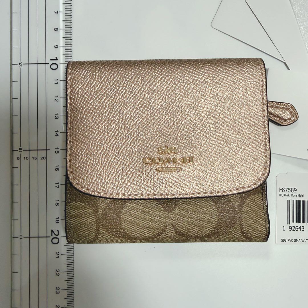 【新品】COACH 三つ折り財布 ゴールド/ブラウン コーチ
